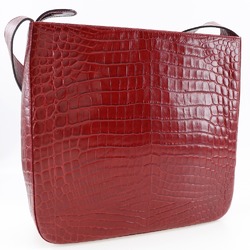 Salvatore Ferragamo Gancini Shoulder Bag Embossed Leather Red AQ216194 A5 Women's