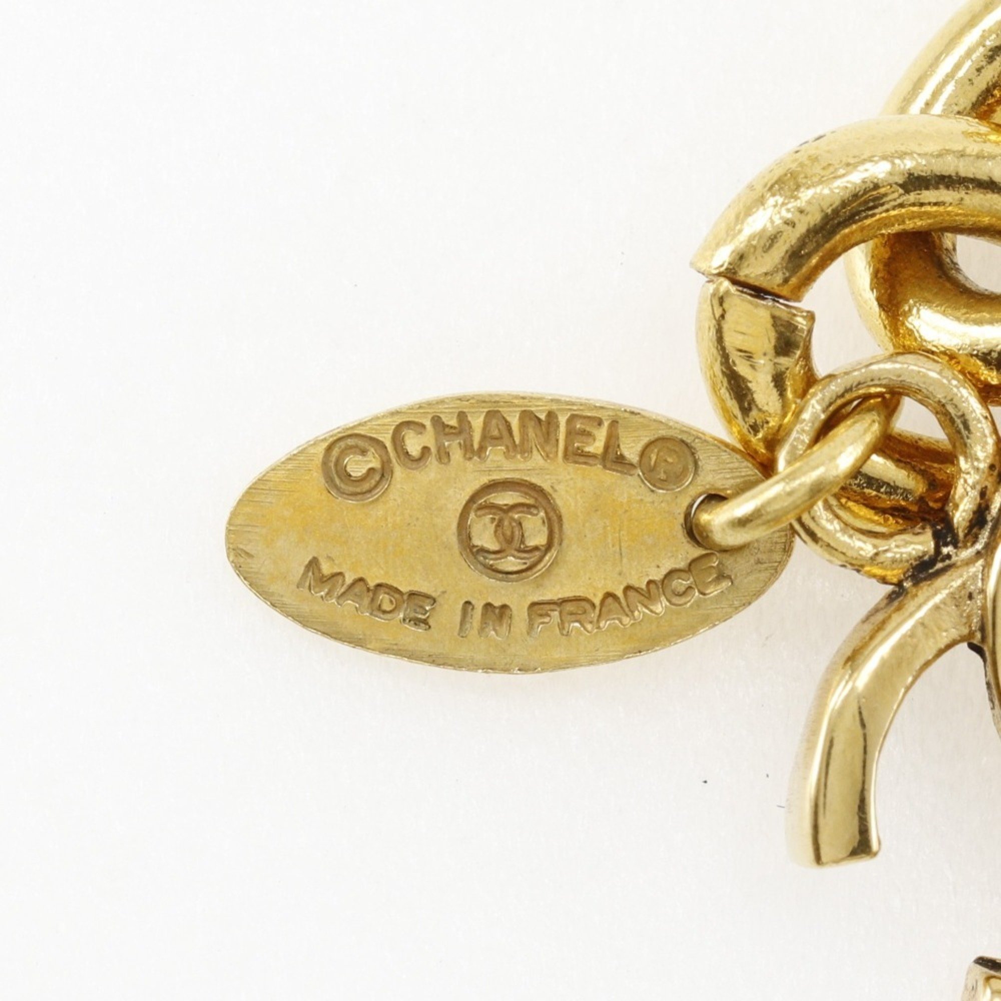 CHANEL Coco Mark Necklace, Matelasse, Gold Plated, Approx. 100g, COCO Mark, Women's