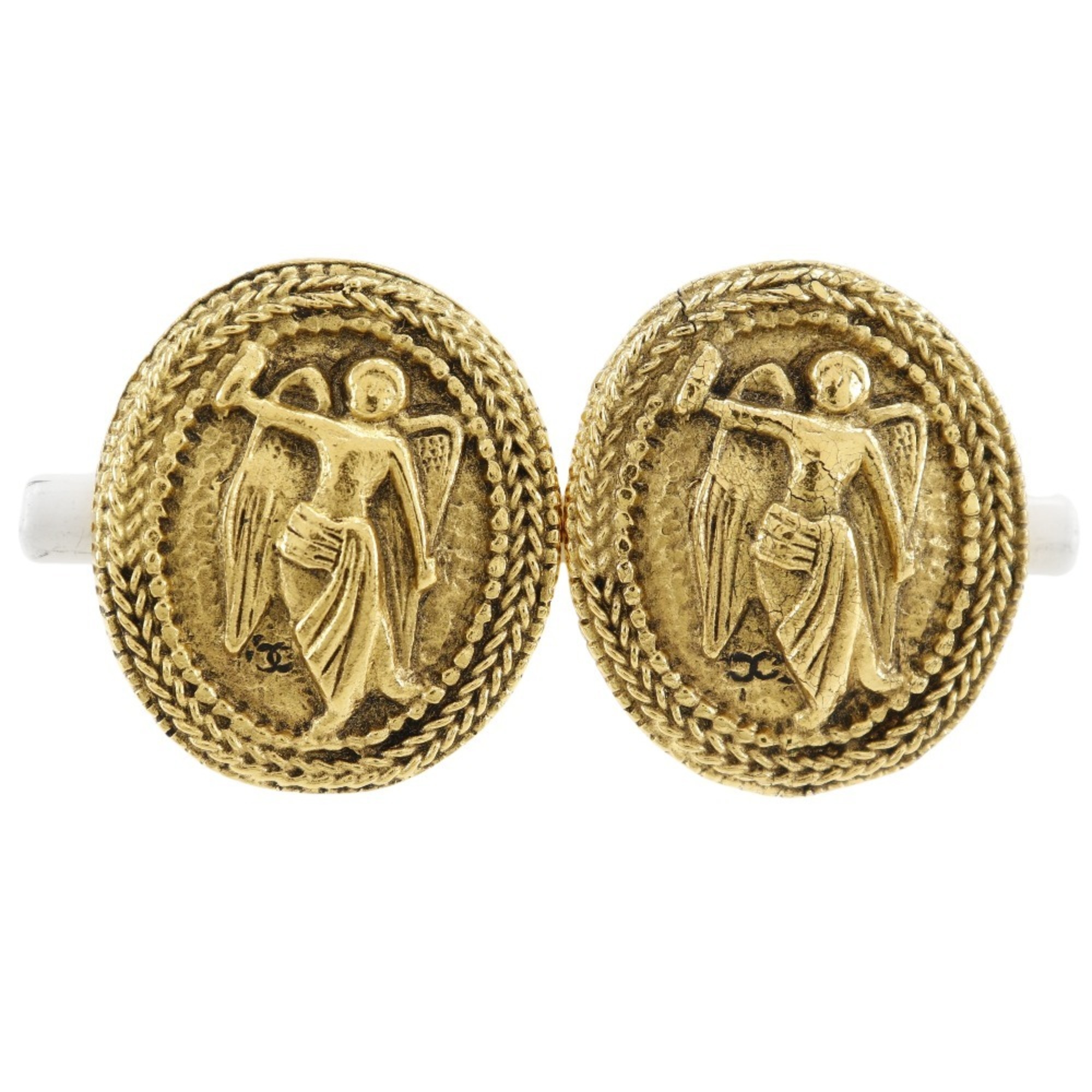 CHANEL Angel Earrings Coco Mark Gold Plated Approx. 19.3g Women's