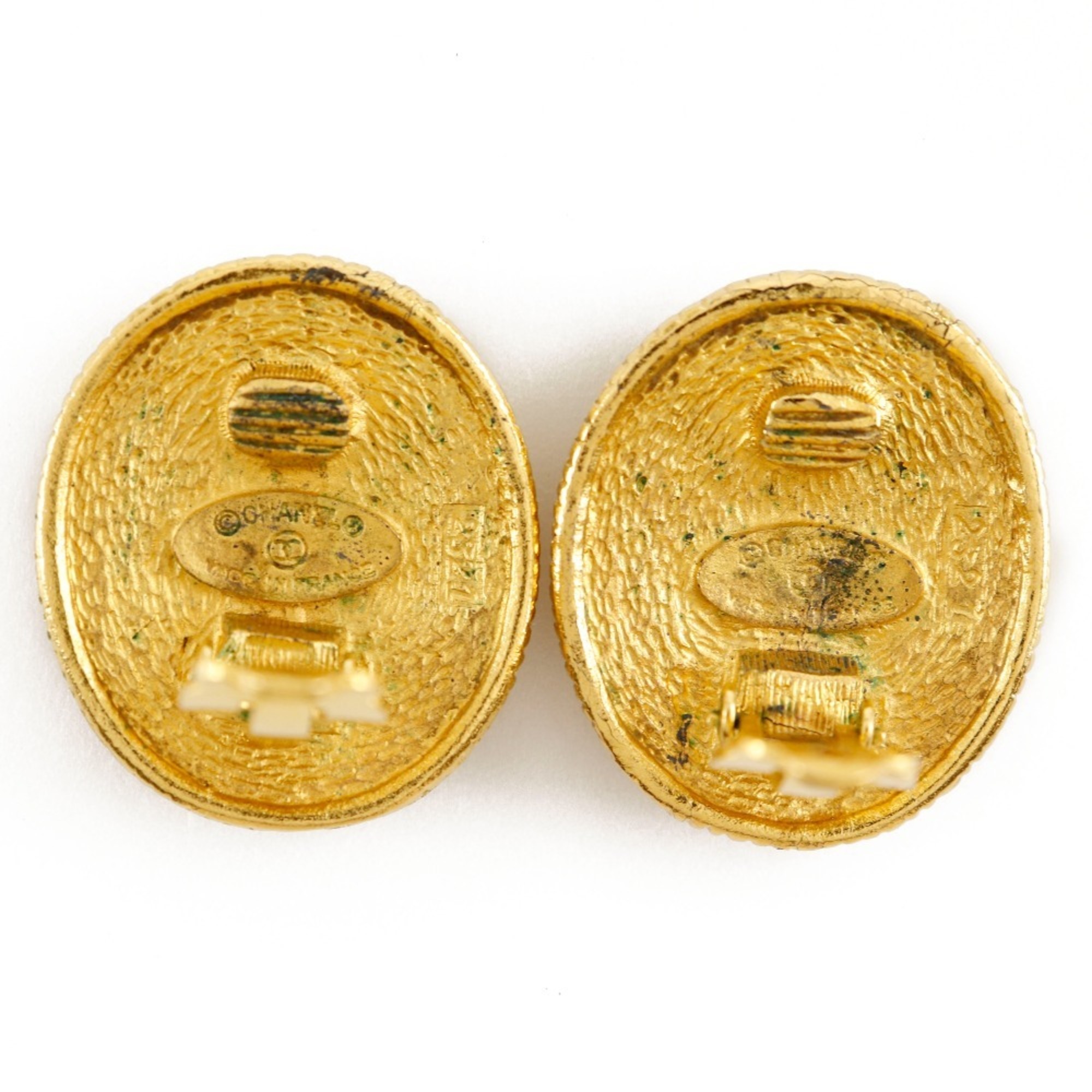 CHANEL Angel Earrings Coco Mark Gold Plated Approx. 19.3g Women's