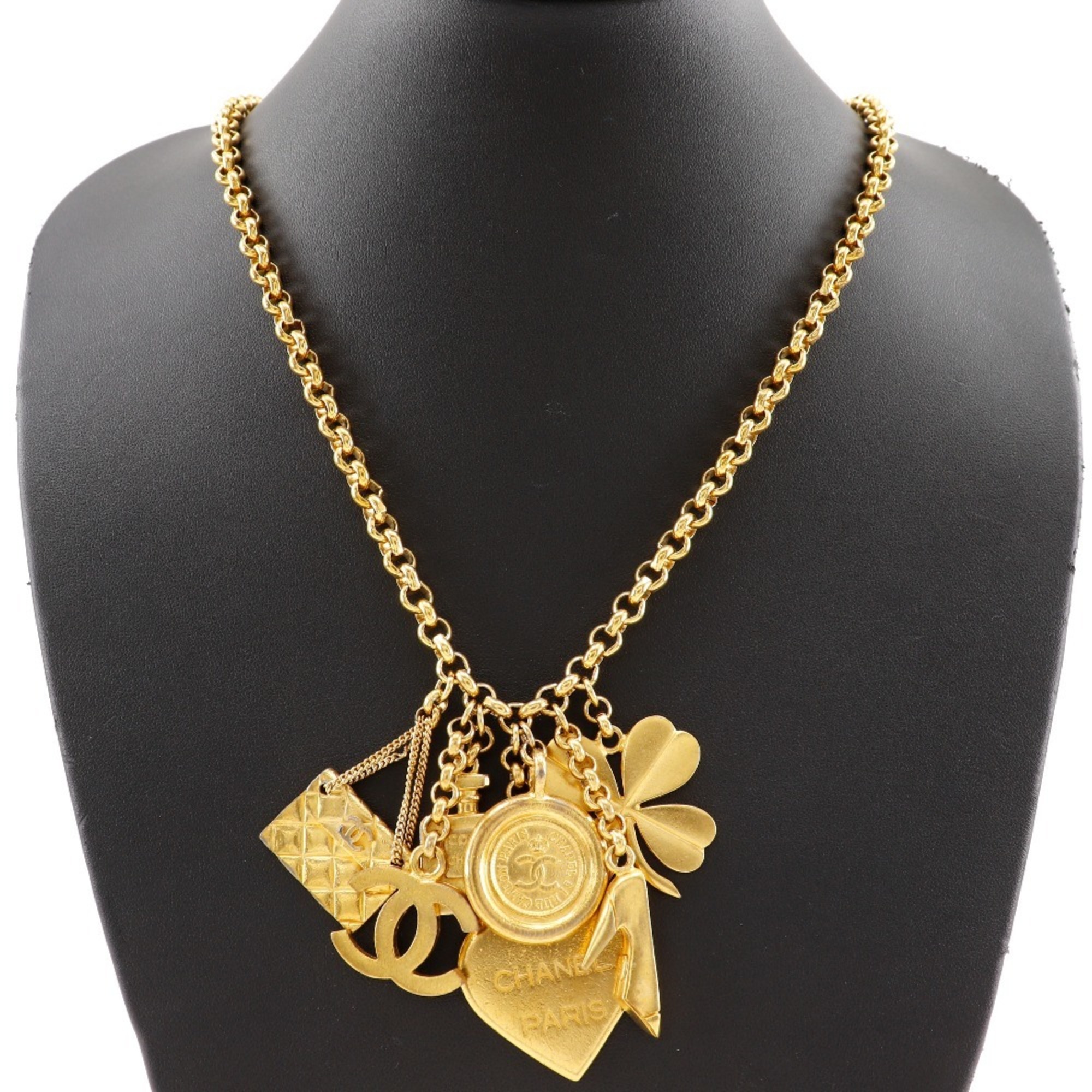 CHANEL Icon Necklace Coco Mark Gold Plated 1996 96P Approx. 144.7g Women's