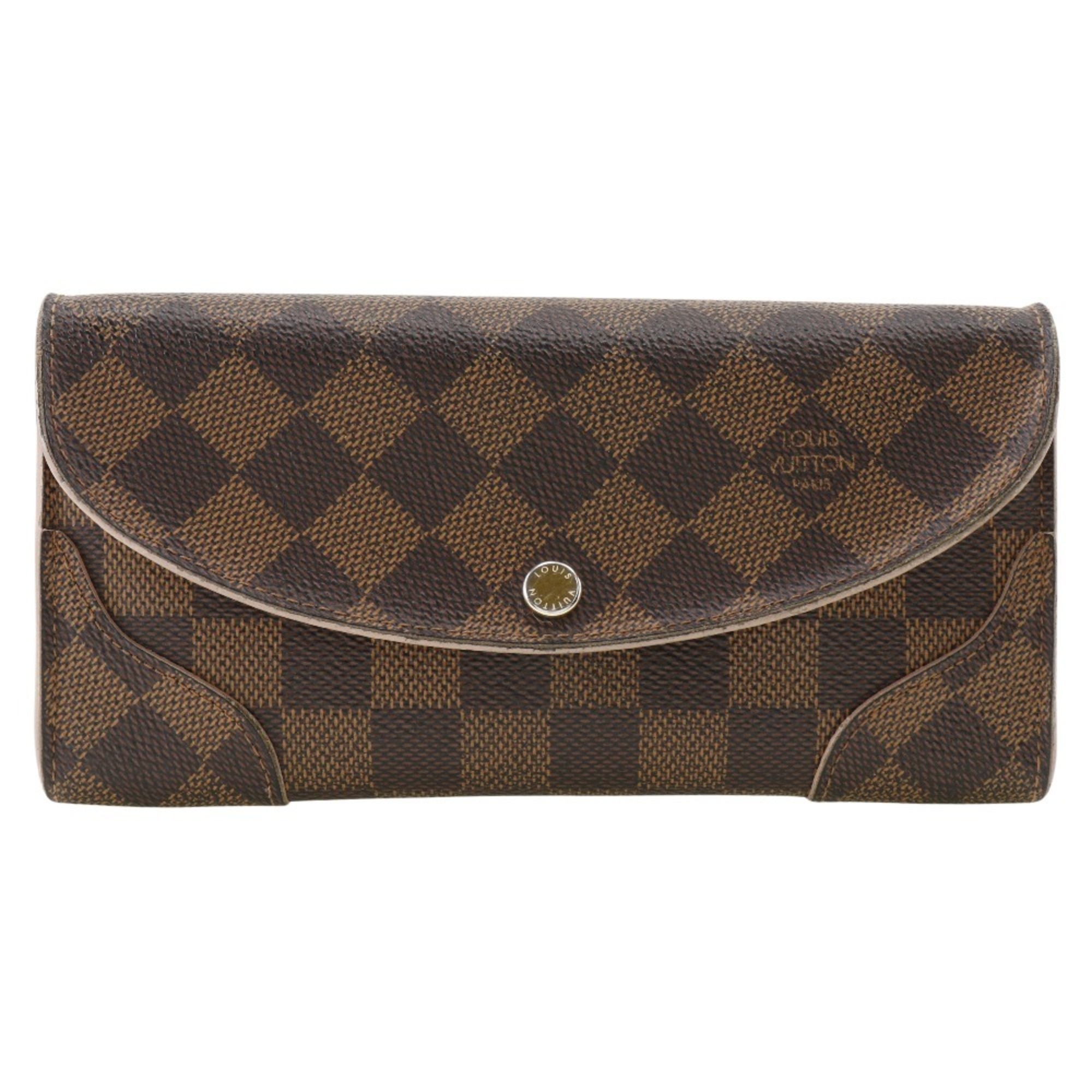 Louis Vuitton LOUIS VUITTON Portefeuille Kaisa Long Wallet N61227 Damier Canvas Rose Ballerine 2016 Brown/Pink CA1166 Snap Button Portefeiulle Women's