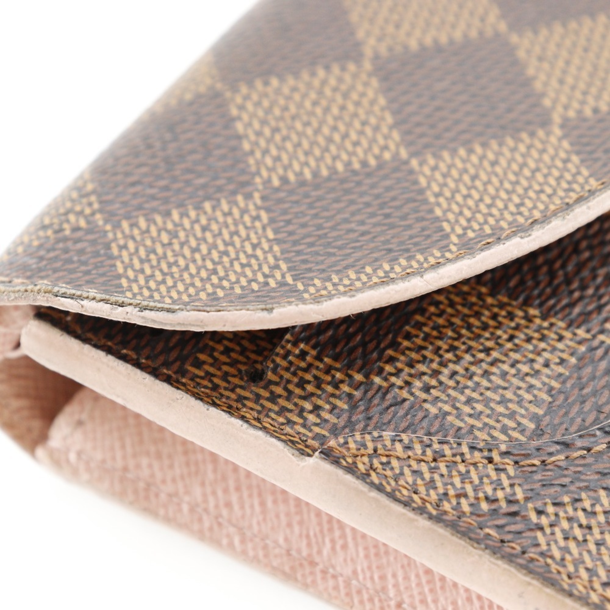 Louis Vuitton LOUIS VUITTON Portefeuille Kaisa Long Wallet N61227 Damier Canvas Rose Ballerine 2016 Brown/Pink CA1166 Snap Button Portefeiulle Women's