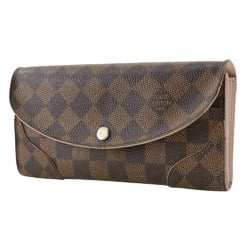 Louis Vuitton LOUIS VUITTON Portefeuille Kaisa Long Wallet N61227 Damier Canvas Rose Ballerine 2016 Brown/Pink CA1166 Snap Button Portefeiulle Women's