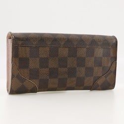 Louis Vuitton LOUIS VUITTON Portefeuille Kaisa Long Wallet N61227 Damier Canvas Rose Ballerine 2016 Brown/Pink CA1166 Snap Button Portefeiulle Women's