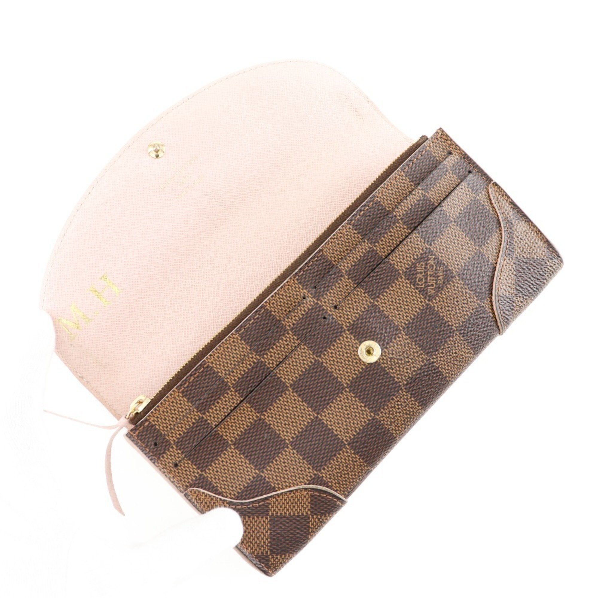 Louis Vuitton LOUIS VUITTON Portefeuille Kaisa Long Wallet N61227 Damier Canvas Rose Ballerine 2016 Brown/Pink CA1166 Snap Button Portefeiulle Women's