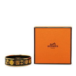 Hermes enamel GM bracelet, cloisonné, horse harness motif bangle, black, gold plated, women's, HERMES