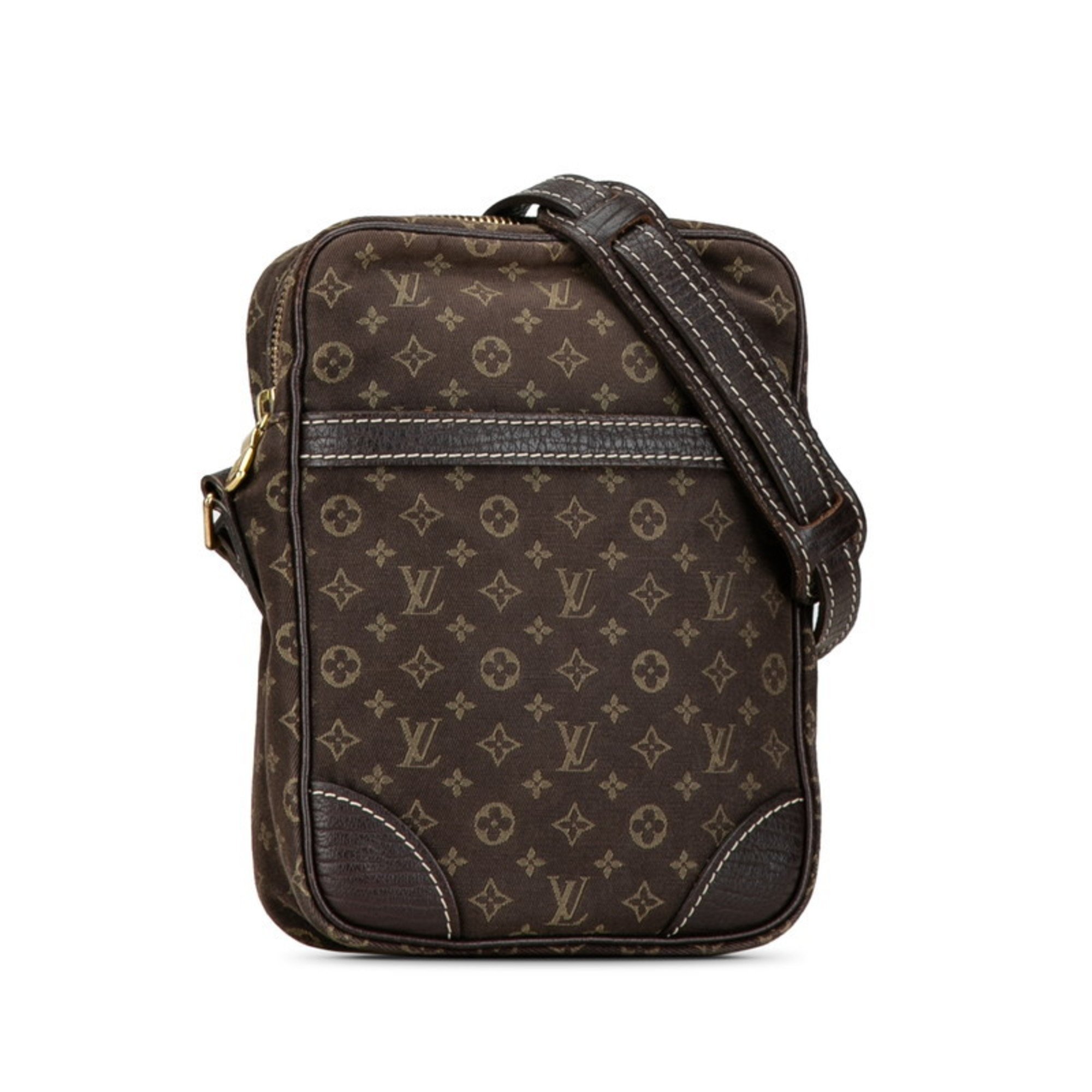 Louis Vuitton Monogram Run Danube Shoulder Bag M95228 Ebene Brown Canvas Leather Women's LOUIS VUITTON