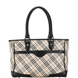 Burberry Nova Check Handbag Tote Bag Beige Black Canvas Leather Women's BURBERRY