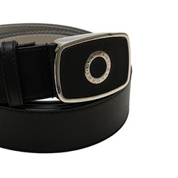 BVLGARI Belt Size: 110/44 33197 Black Silver Leather Men's