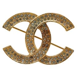 Chanel Coco Mark Rhinestone Brooch Gold Plated Women's CHANEL