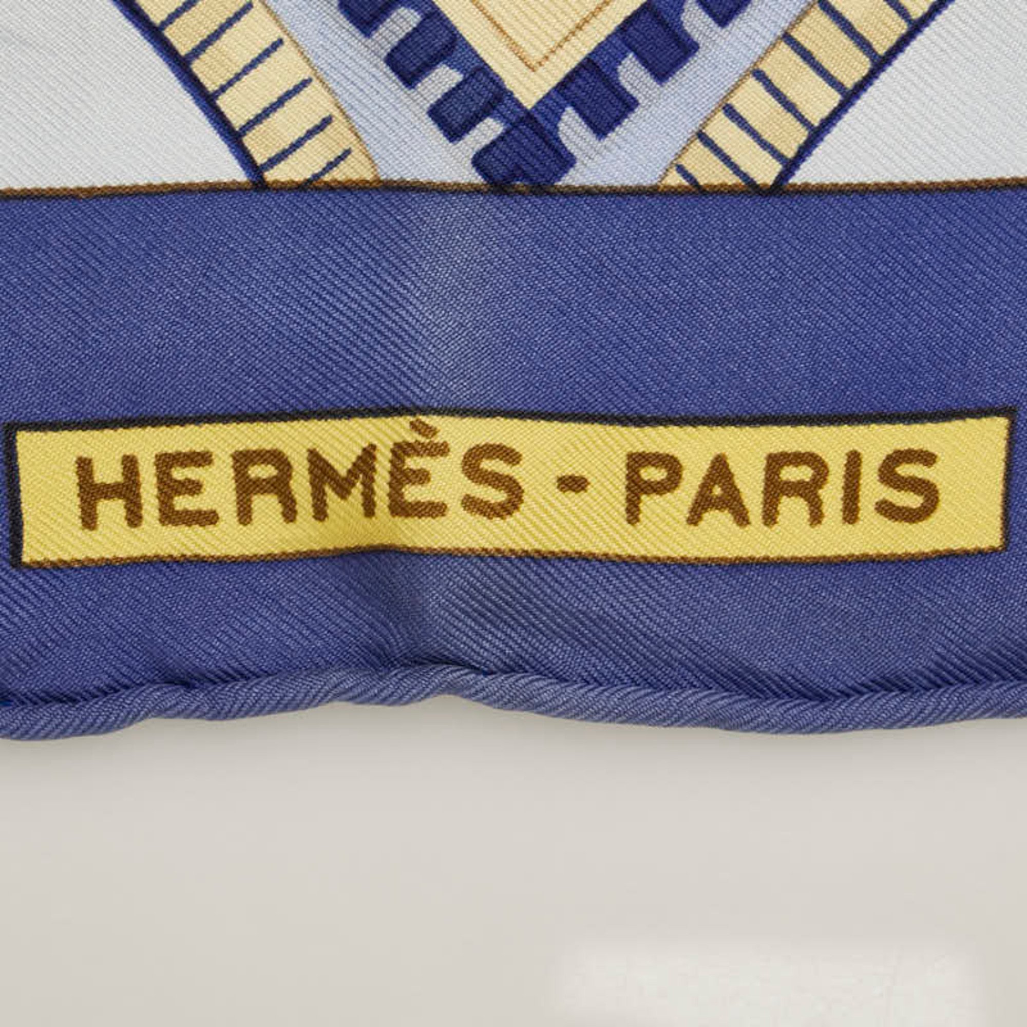 Hermes Carre 90 BORDEAUX PORTE OCEANE City Entrance Scarf Muffler Blue Multicolor Silk Women's HERMES