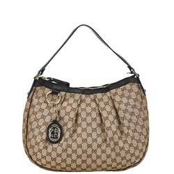 Gucci GG Canvas Bag Handbag 232955 Beige Black Leather Women's GUCCI