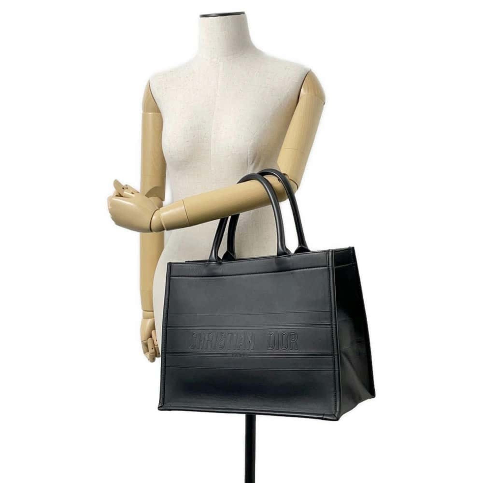 Christian Dior Tote Bag Book Medium Calf Leather M1296ZGSB_M900 Black