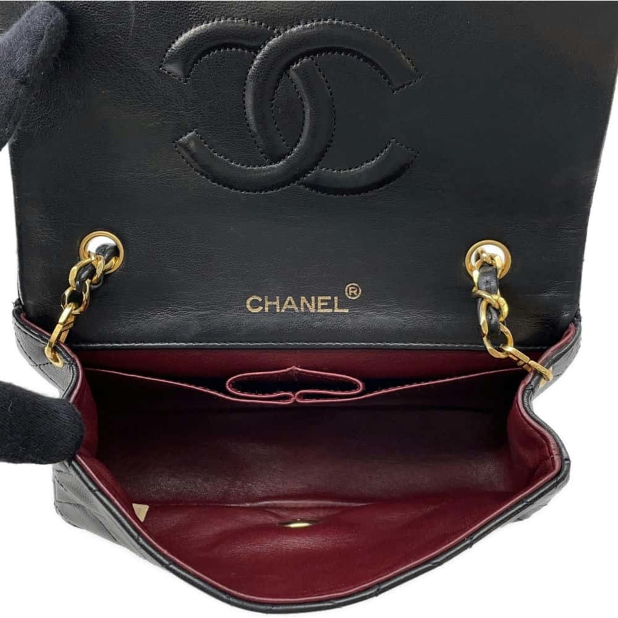 Chanel Chain Shoulder Bag Coco Mark Matelasse Lambskin A03571 CHANEL Black