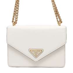 Prada Chain Shoulder Bag Saffiano Leather 1BD200 PRADA White