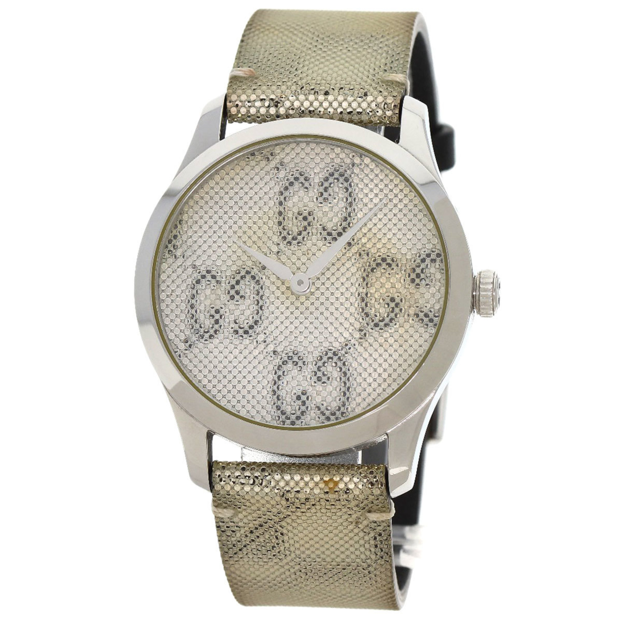 Gucci 126.4 G Timeless Hologram Watch Stainless Steel Leather Men's GUCCI