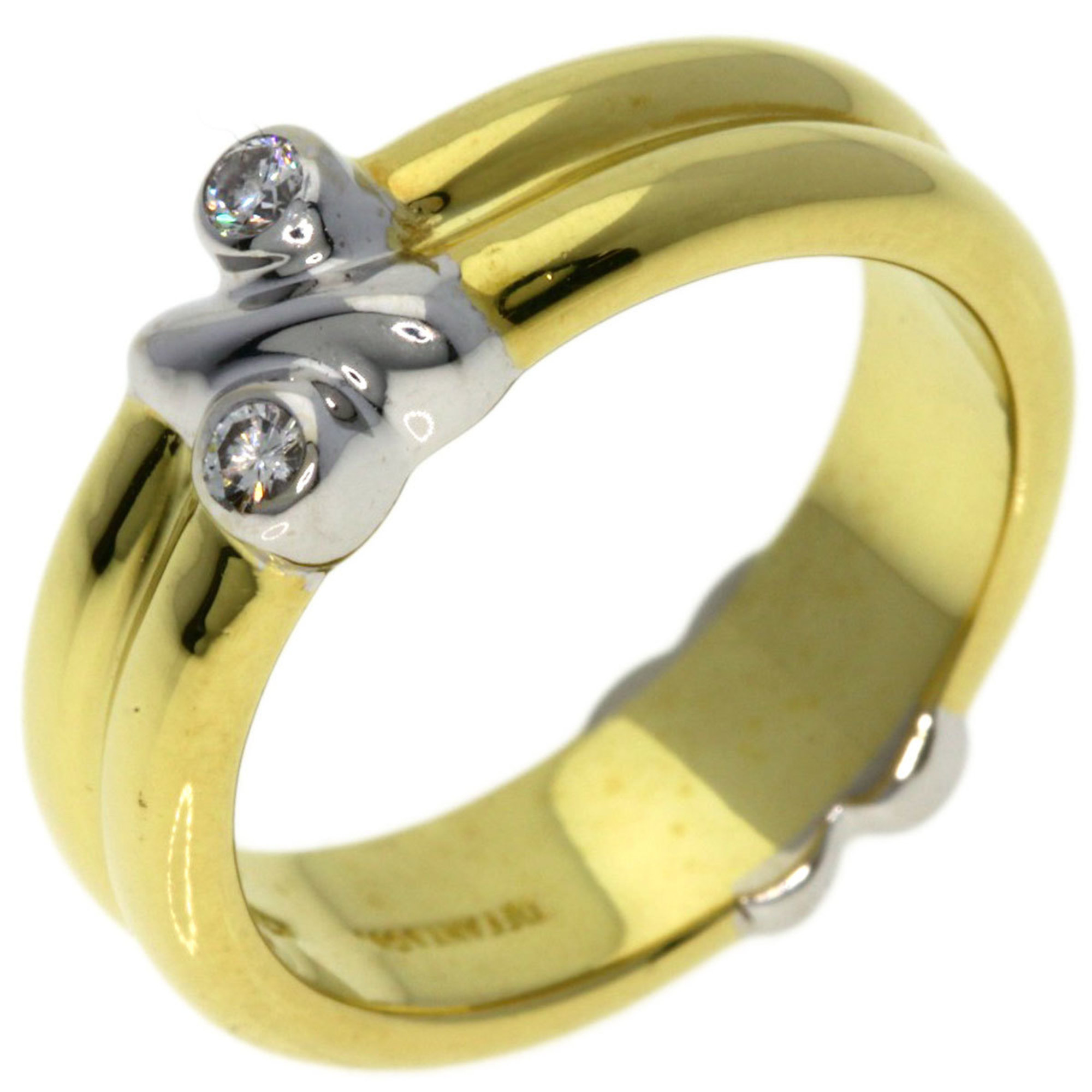 Tiffany Signature 2P Diamond Ring, K18 Yellow Gold, K18WG, Women's, TIFFANY&Co.