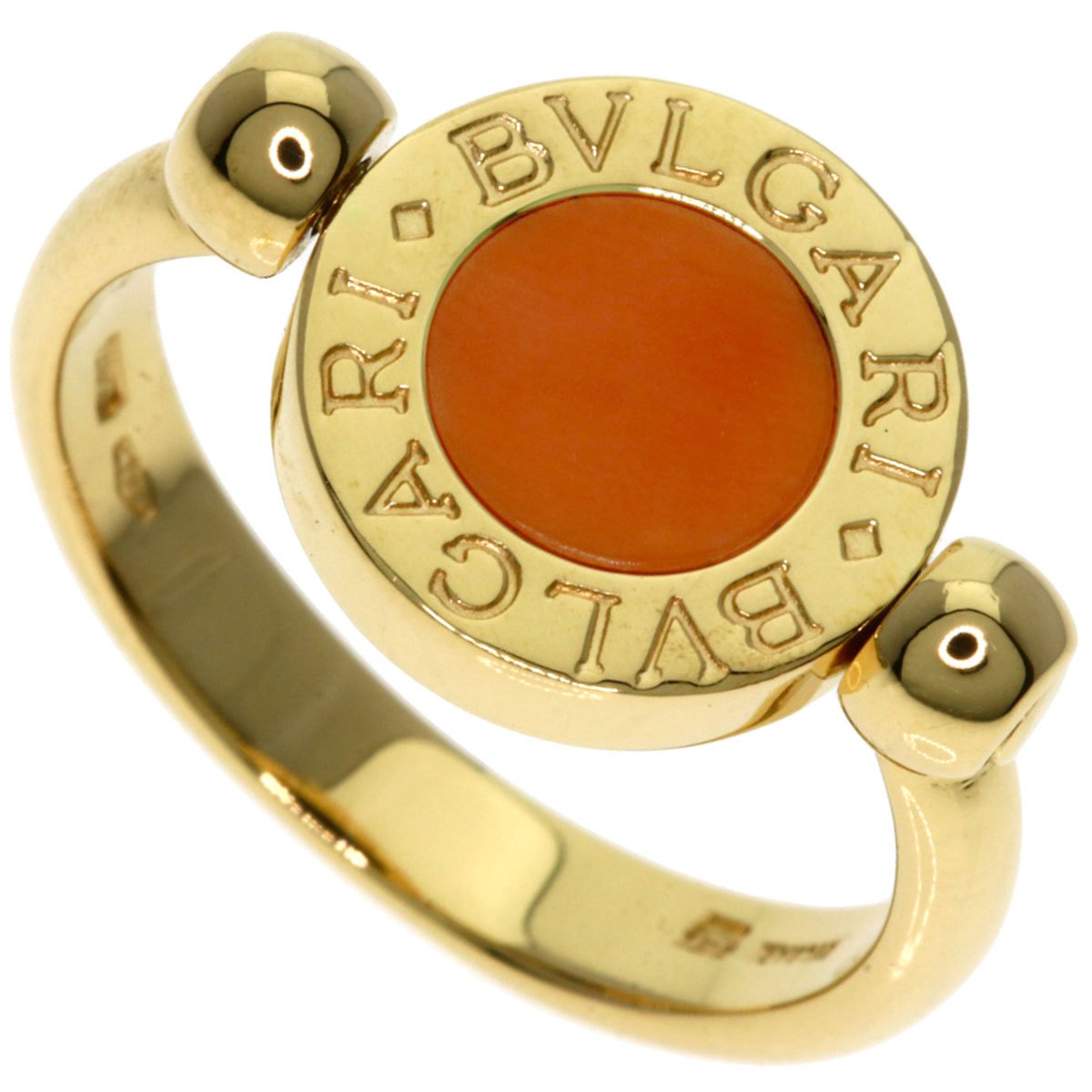 BVLGARI Flip Onyx Coral Ring, 18K Yellow Gold, Women's