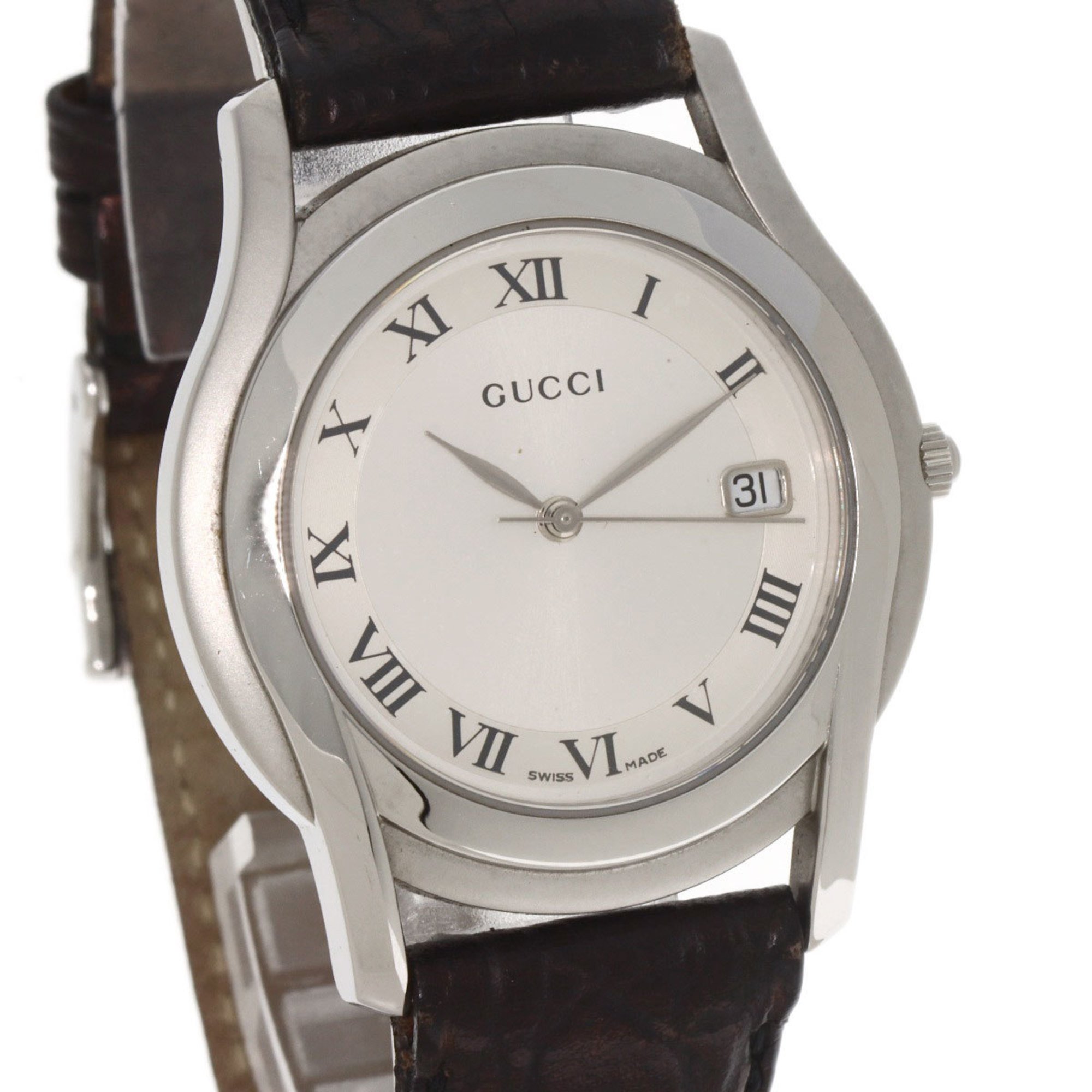 Gucci 5500M Watch Stainless Steel Leather Men's GUCCI