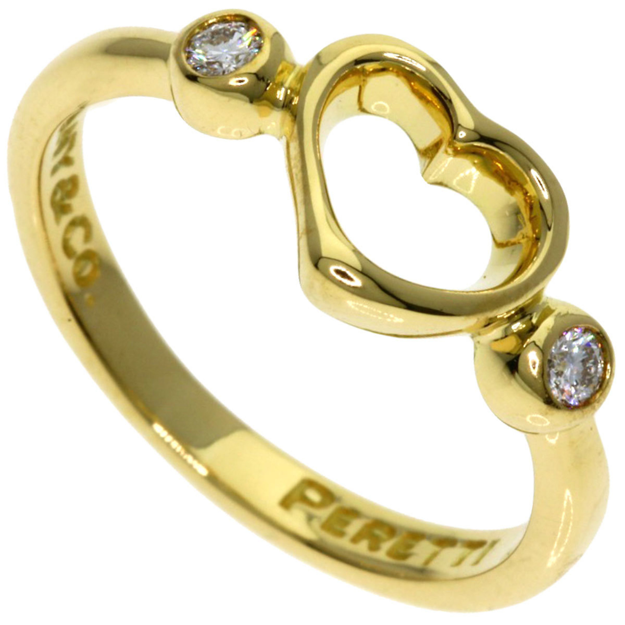 Tiffany & Co. Heart 2P Diamond Ring, 18K Yellow Gold, Women's, TIFFANY