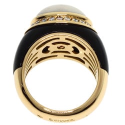 CHANEL White Chalcedony Onyx Diamond Ring, 18K Yellow Gold, Women's,