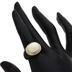 CHANEL White Chalcedony Onyx Diamond Ring, 18K Yellow Gold, Women's,