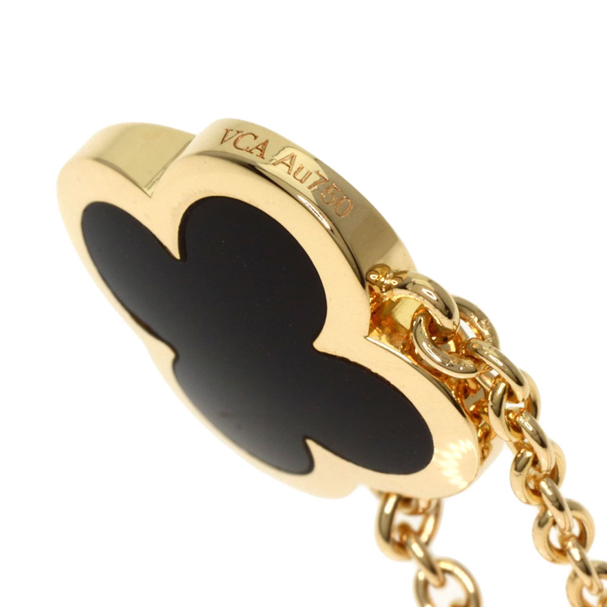 Van Cleef & Arpels Pure Alhambra Onyx Necklace K18 Yellow Gold Women's