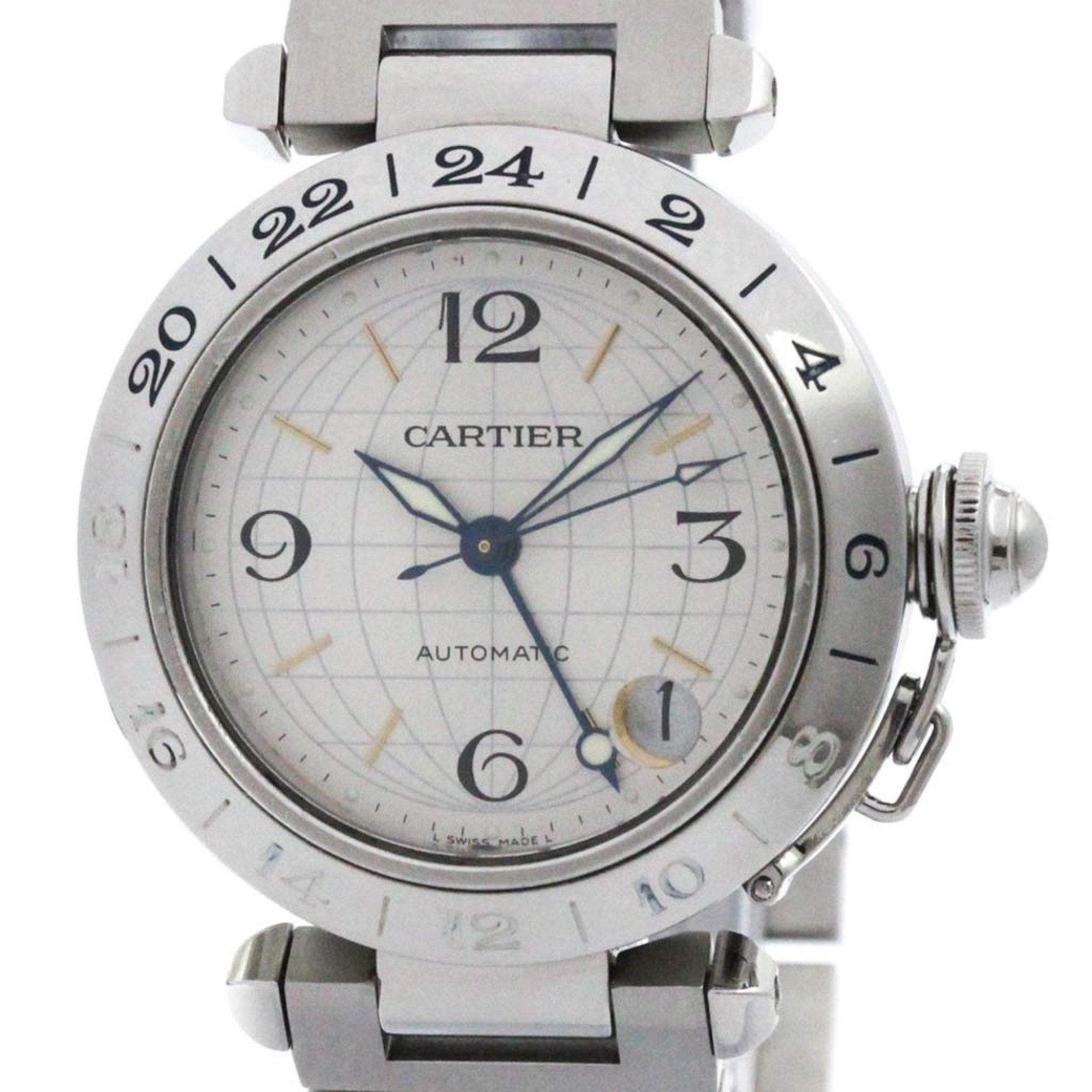 Polished CARTIER Pasha C Meridian Steel Automatic Unisex Watch W31029M7 BF575190