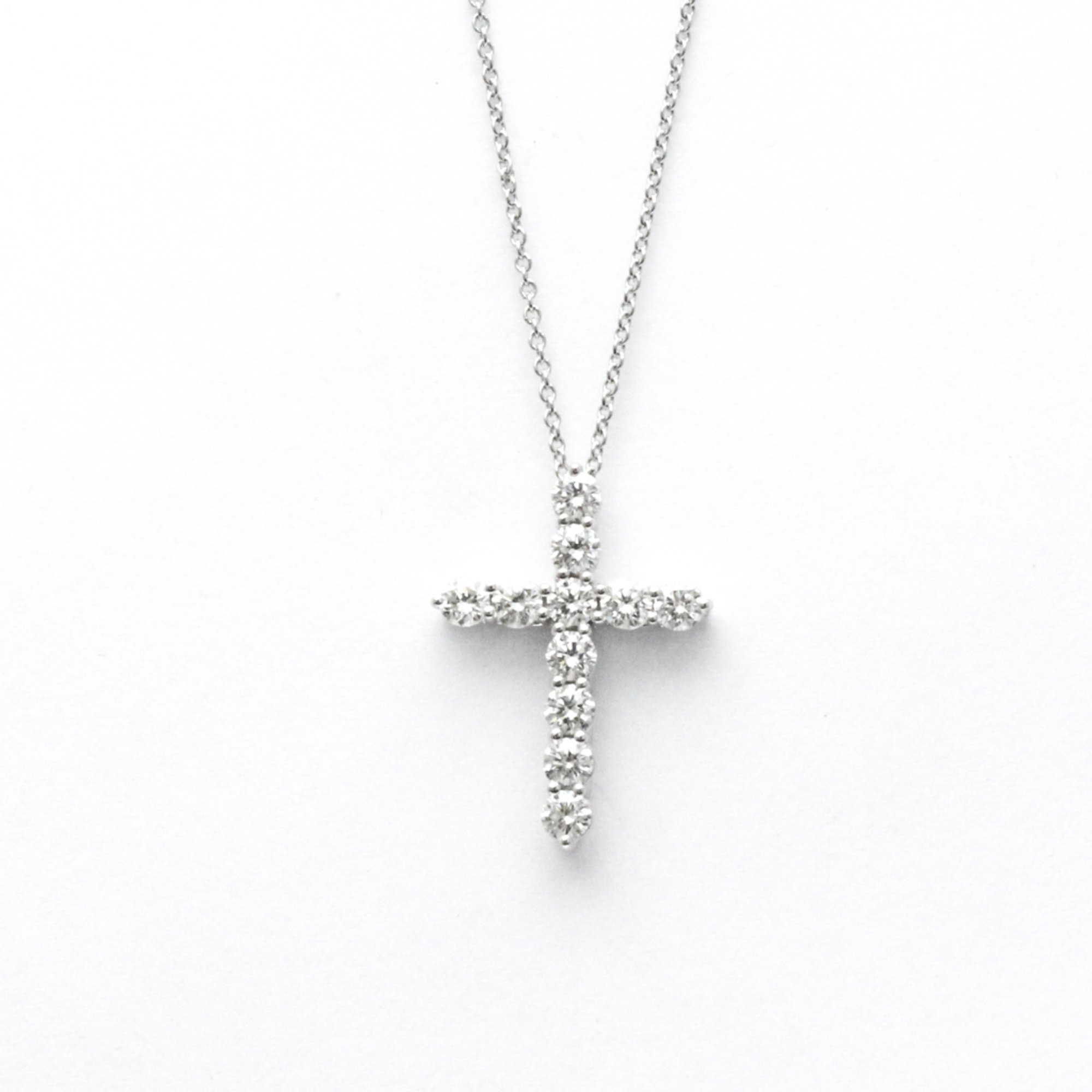 Tiffany Medium Cross Diamond Necklace Platinum Diamond Men,Women Fashion Pendant Necklace (Silver)