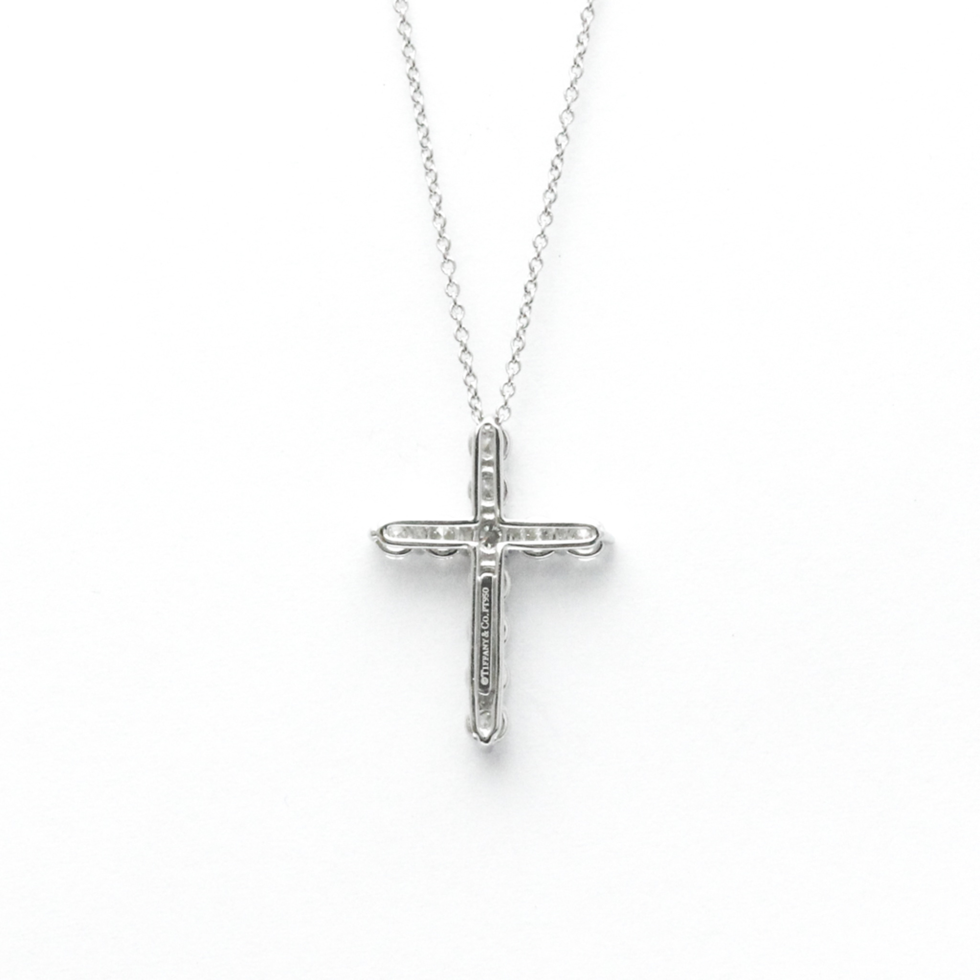 Tiffany Medium Cross Diamond Necklace Platinum Diamond Men,Women Fashion Pendant Necklace (Silver)