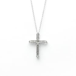 Tiffany Medium Cross Diamond Necklace Platinum Diamond Men,Women Fashion Pendant Necklace (Silver)