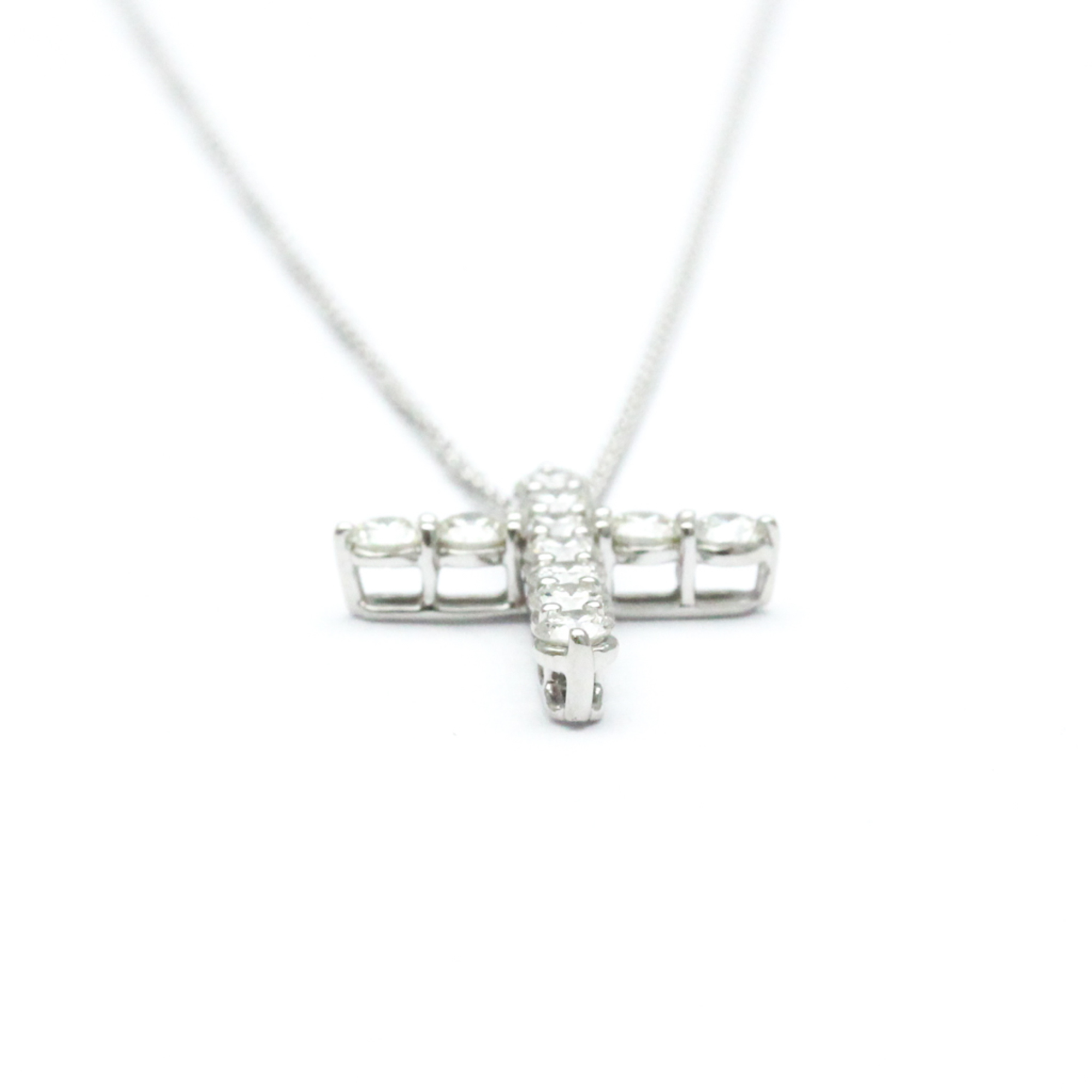 Tiffany Medium Cross Diamond Necklace Platinum Diamond Men,Women Fashion Pendant Necklace (Silver)