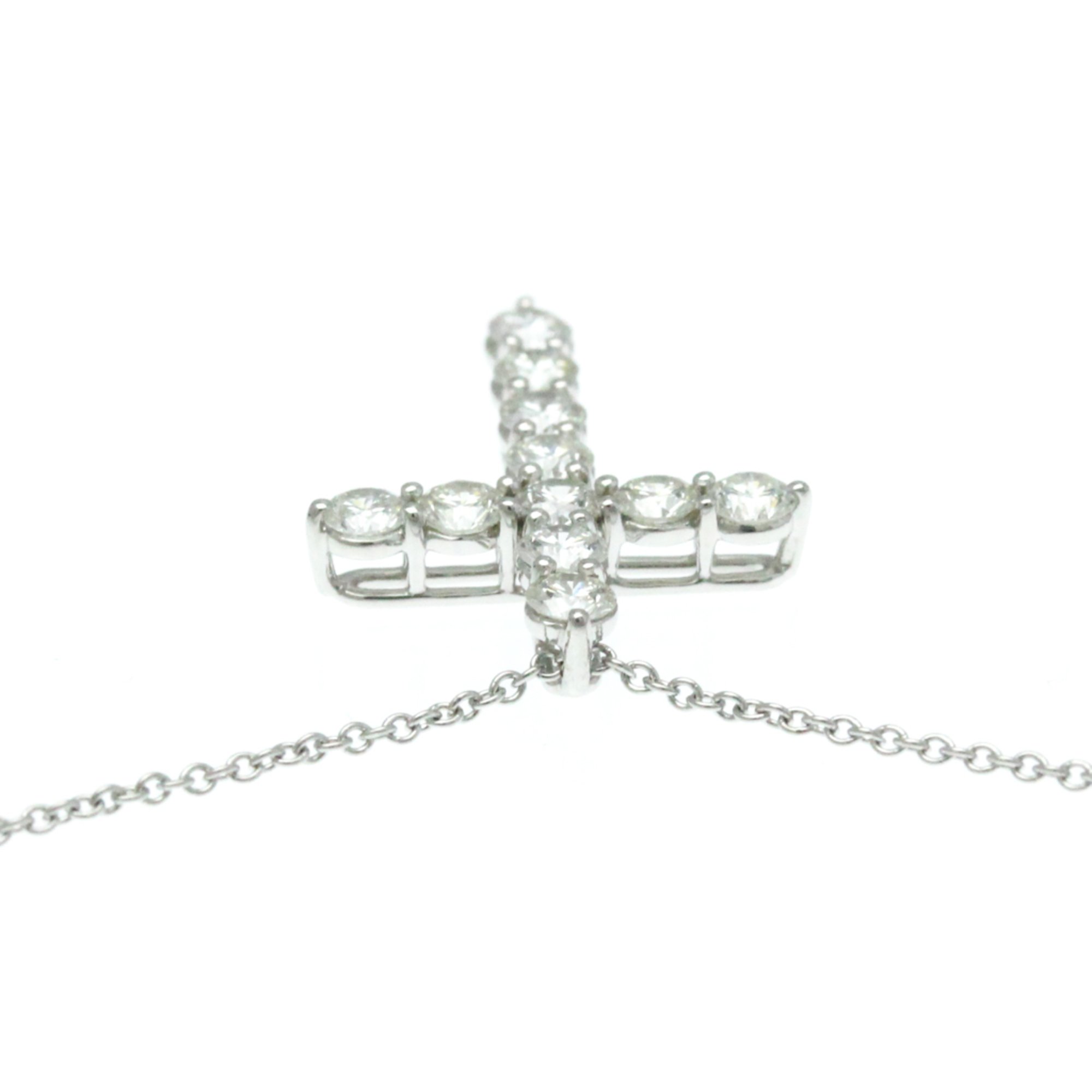 Tiffany Medium Cross Diamond Necklace Platinum Diamond Men,Women Fashion Pendant Necklace (Silver)