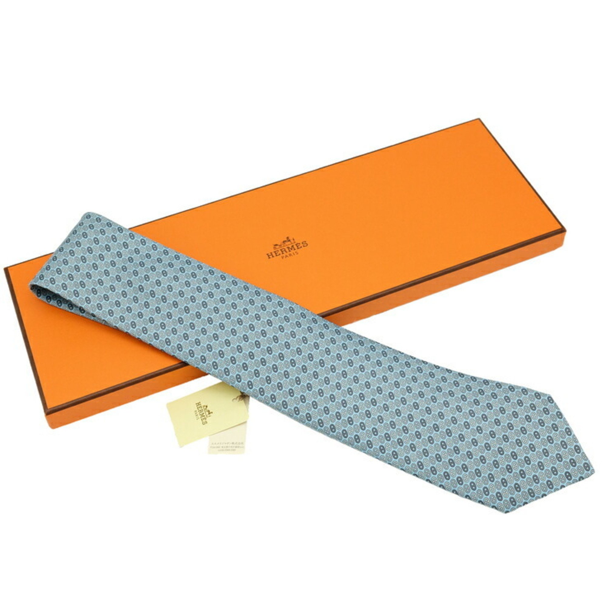 HERMES Hermes tie Chaine d'Ancre 100% silk light blue