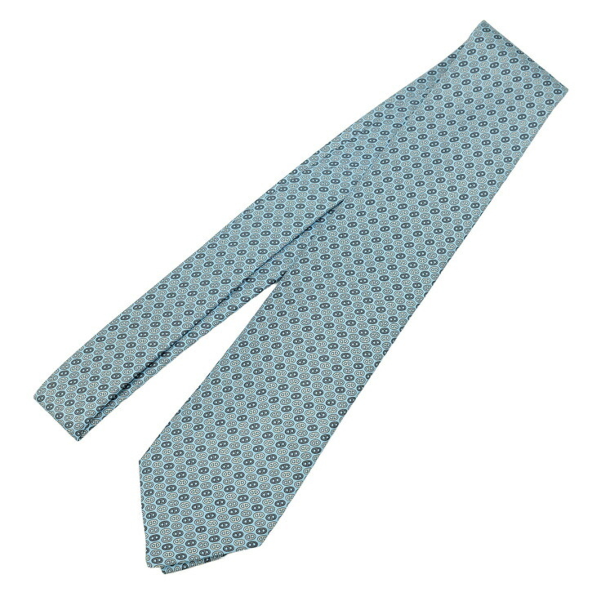 HERMES Hermes tie Chaine d'Ancre 100% silk light blue