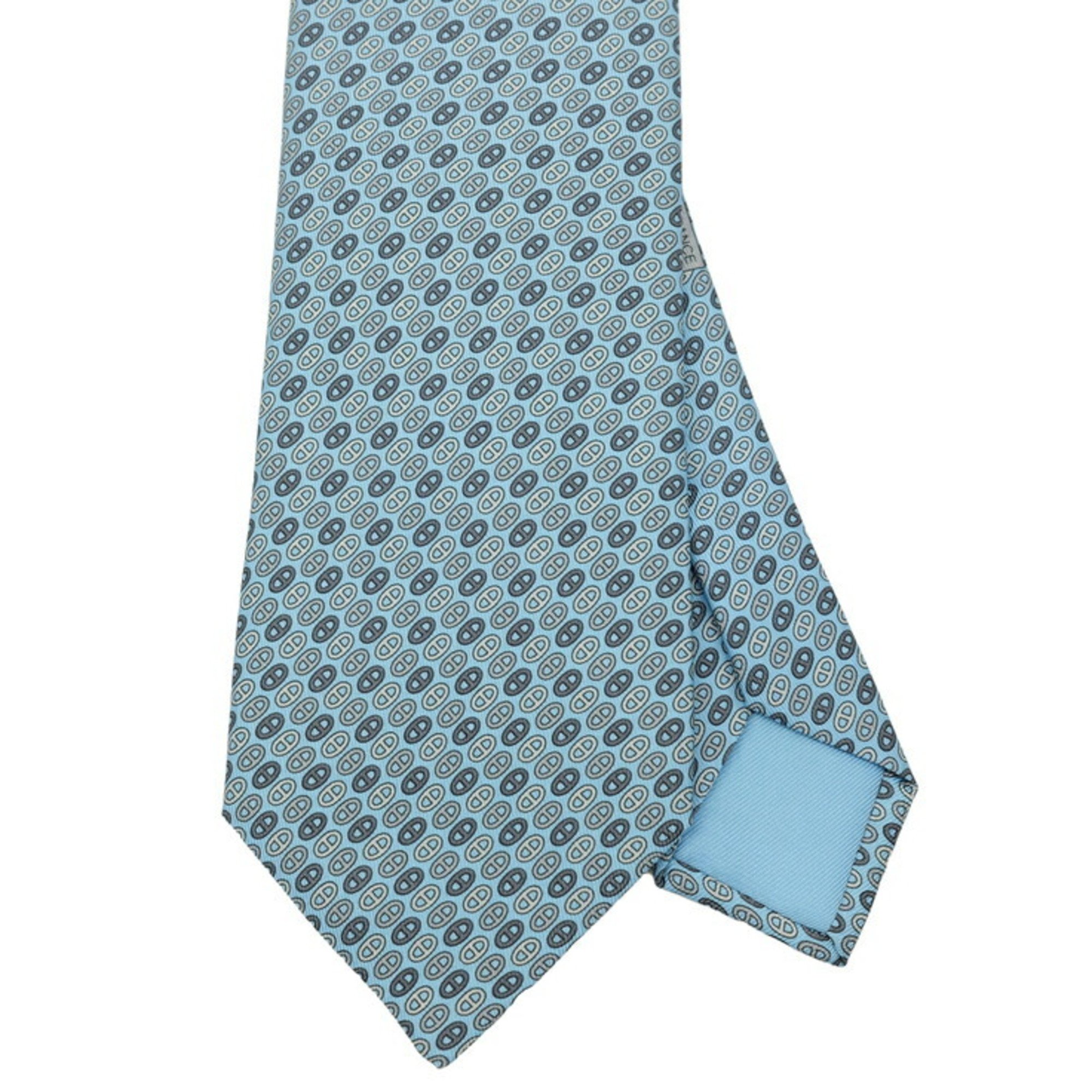 HERMES Hermes tie Chaine d'Ancre 100% silk light blue