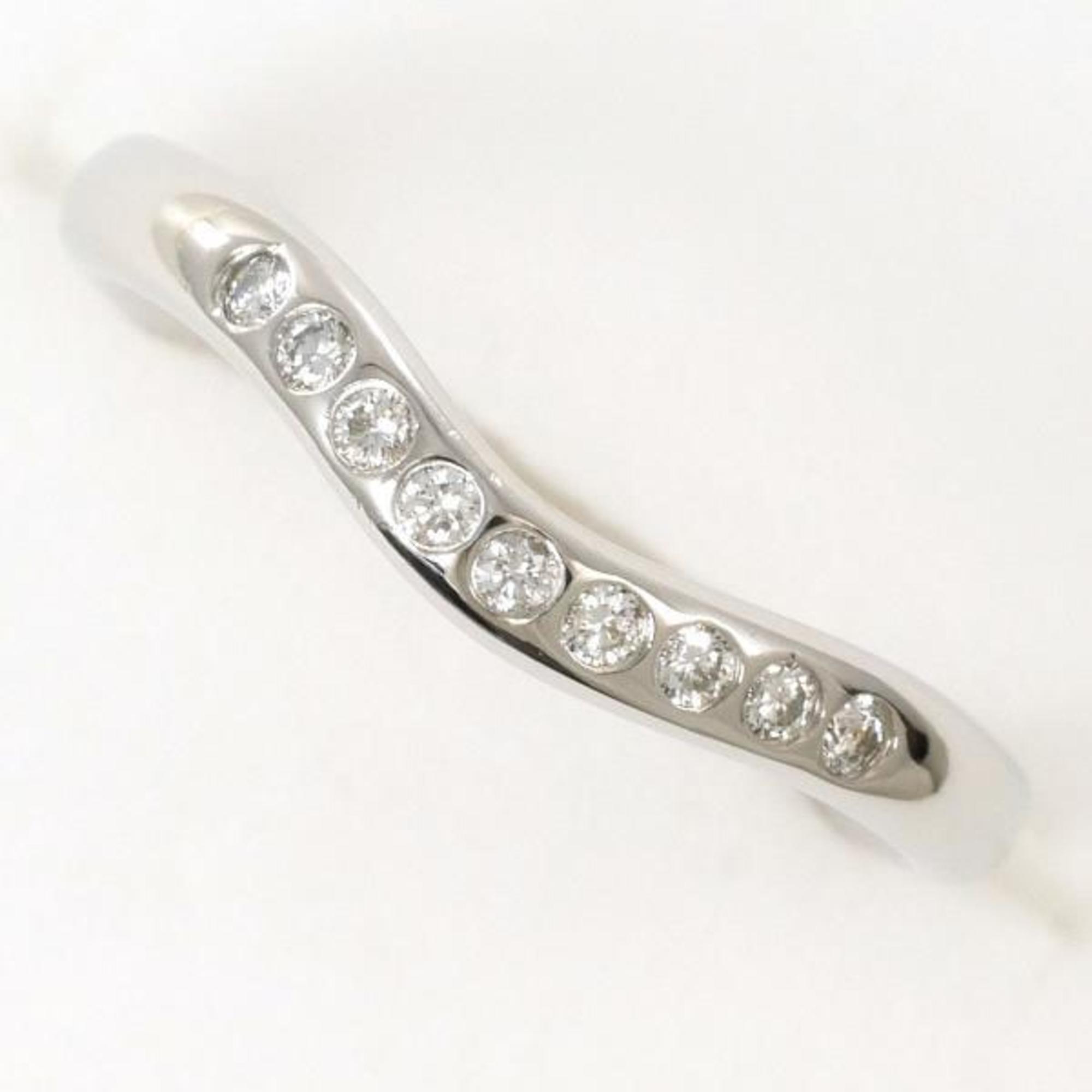 Tiffany Curved Band PT950 Ring Diamond Total Weight Approx. 3.0g