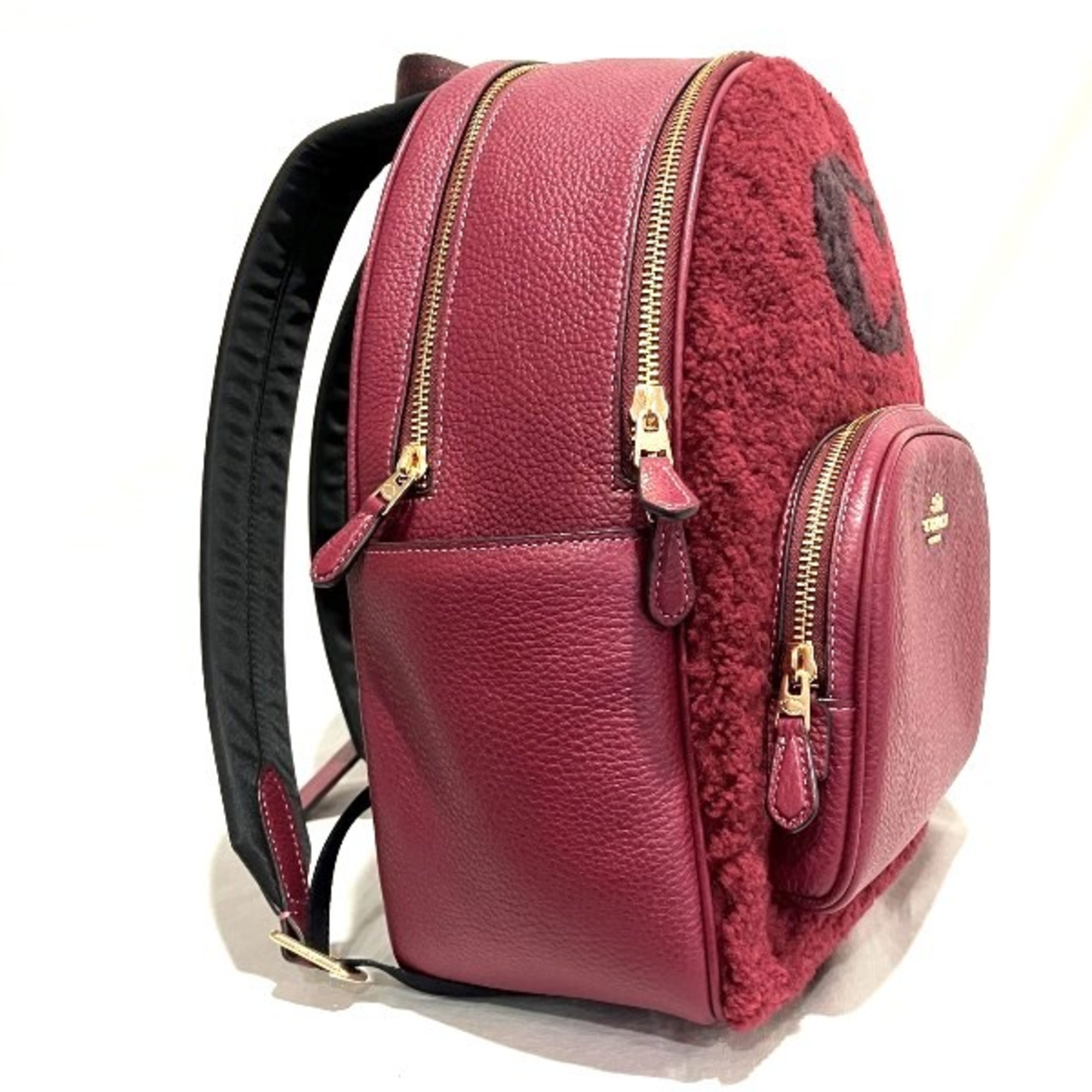 Coach H2221 Red x Shearling Leather Bag Backpack for Women