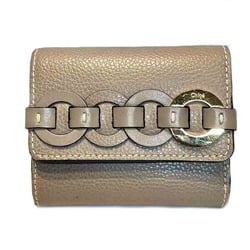 Chloé Chloe Darryl Motti Grey Leather Tri-Fold Wallet for Women