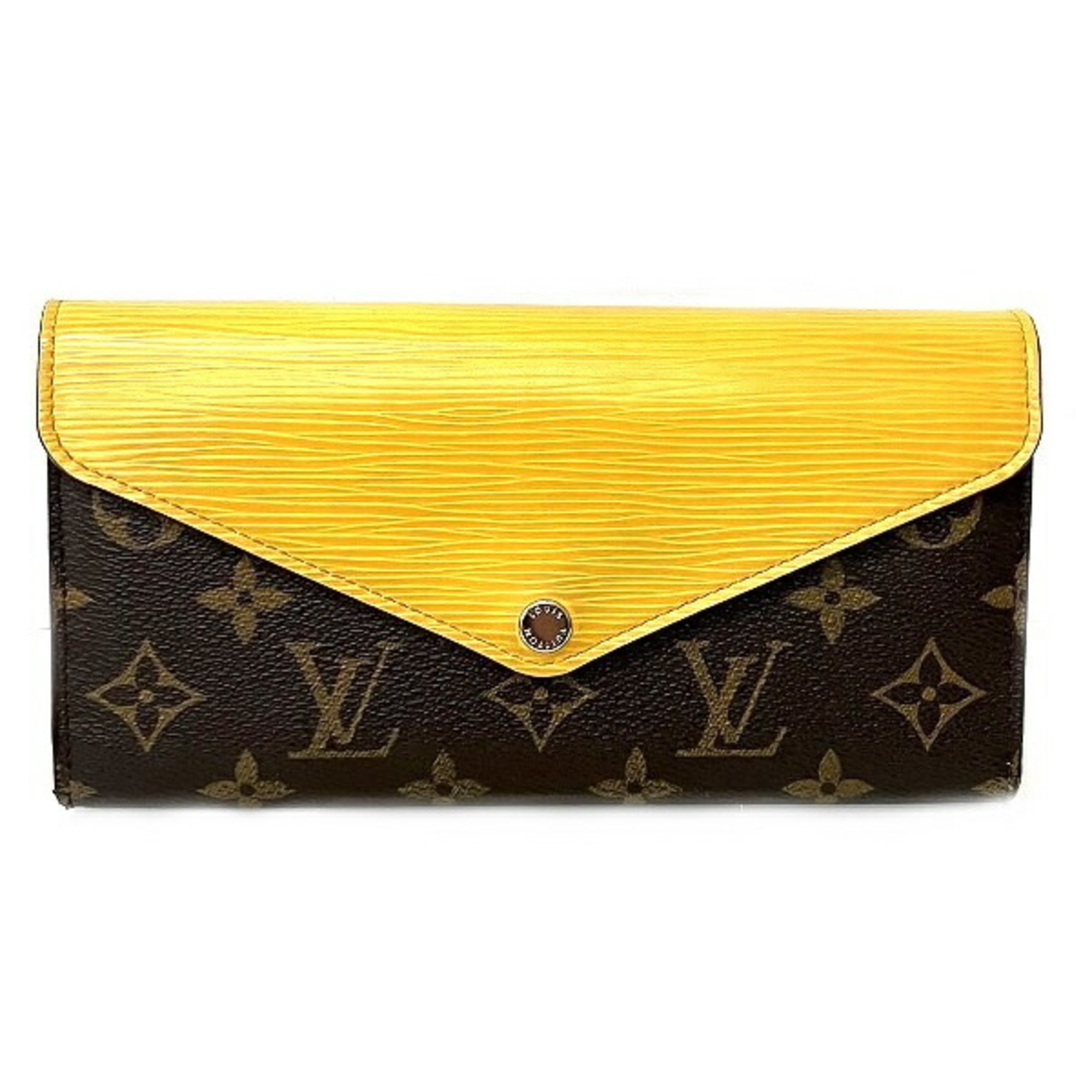 Louis Vuitton Monogram Portefeuille Marie Roulon M60506 Citron Long Wallet Tri-fold for Women