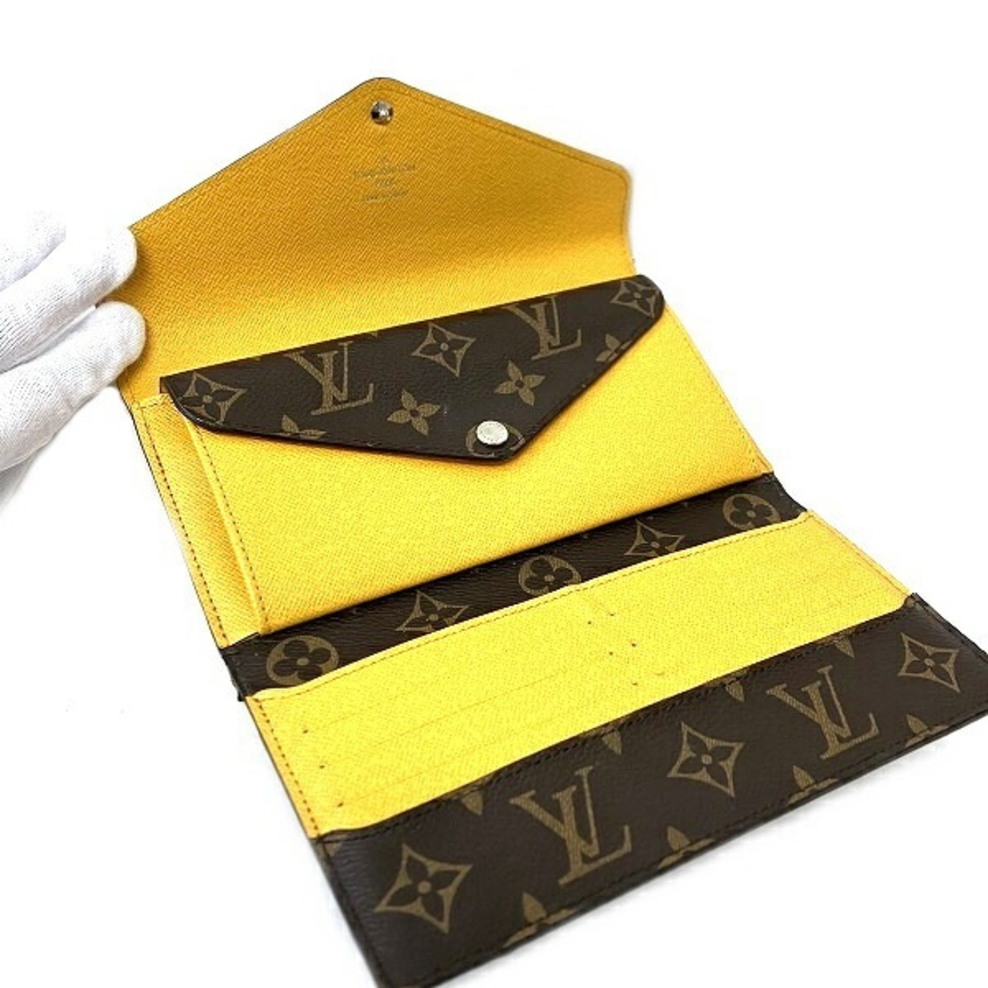 Louis Vuitton Monogram Portefeuille Marie Roulon M60506 Citron Long Wallet Tri-fold for Women