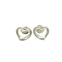 Tiffany Open Heart No Stone Silver 925 Stud Earrings Silver