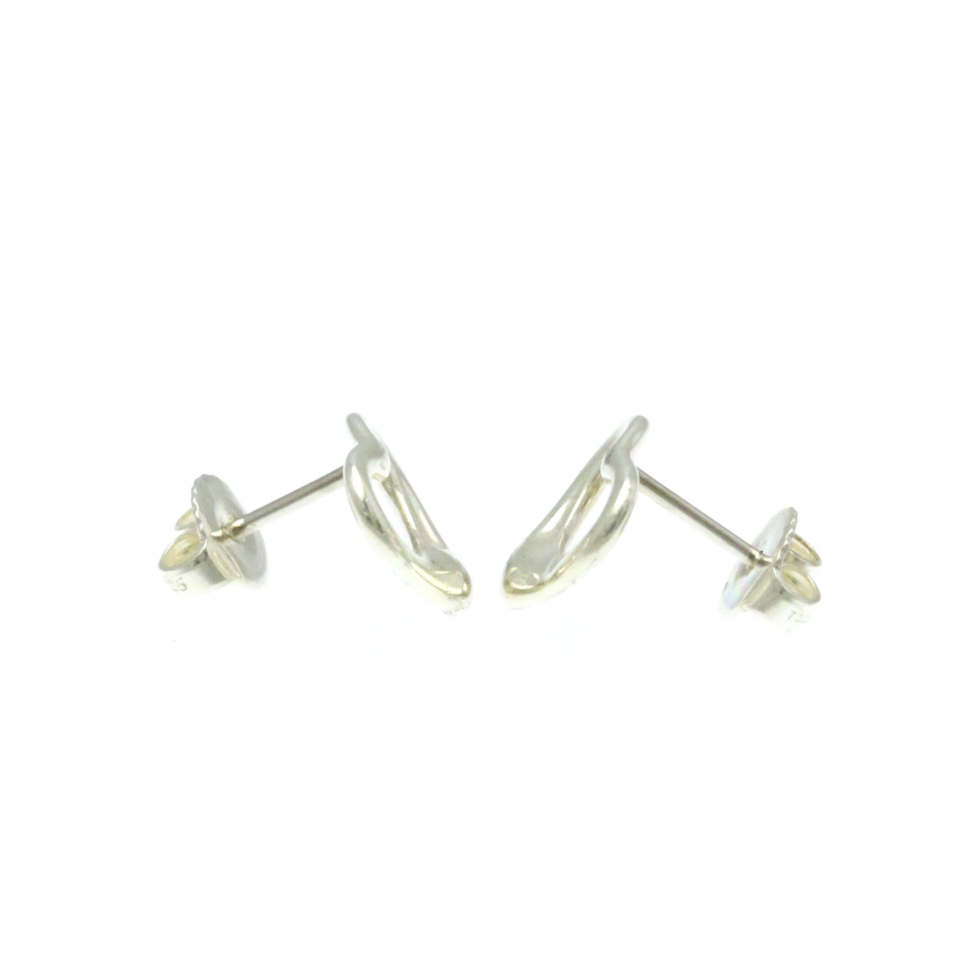 Tiffany Open Heart No Stone Silver 925 Stud Earrings Silver