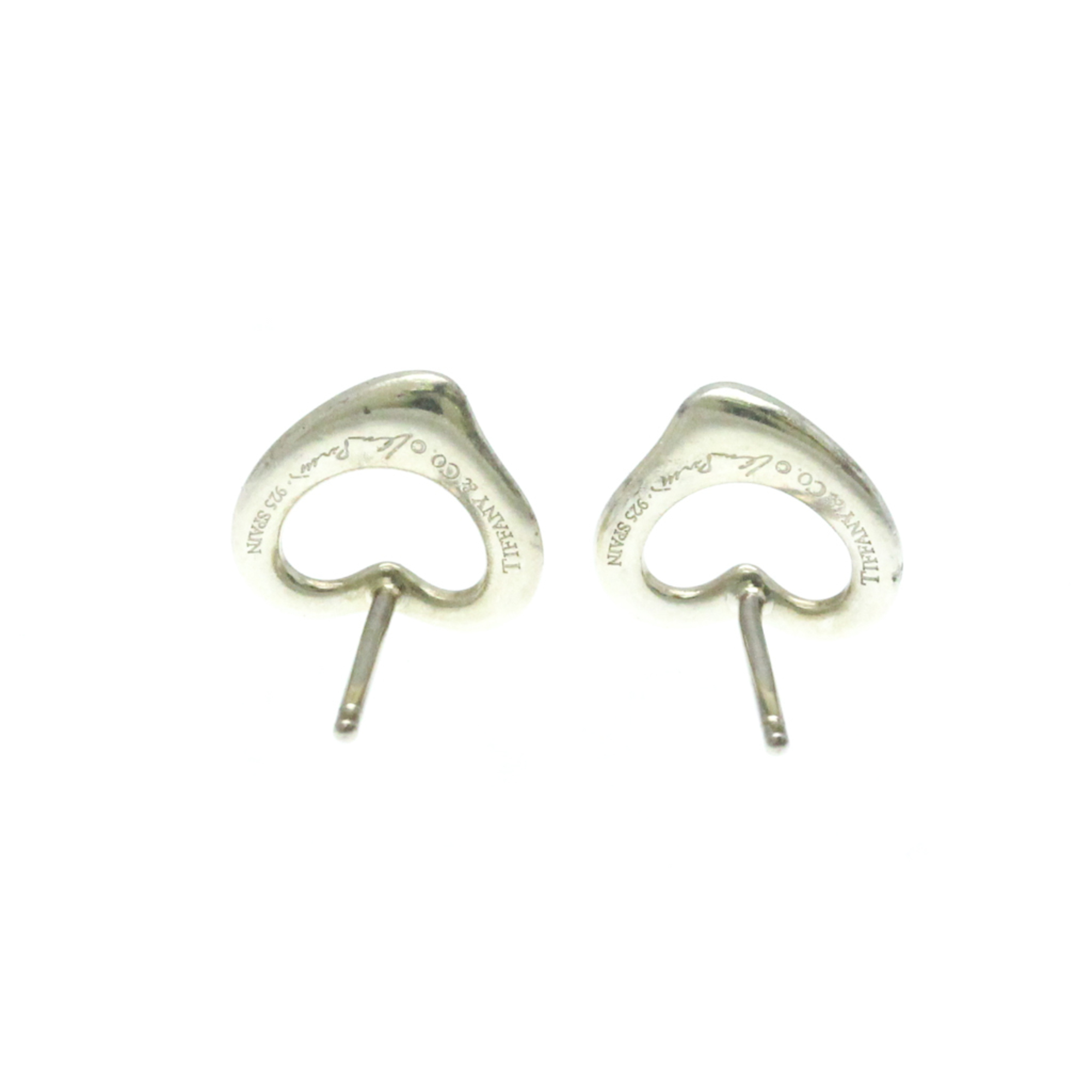 Tiffany Open Heart No Stone Silver 925 Stud Earrings Silver