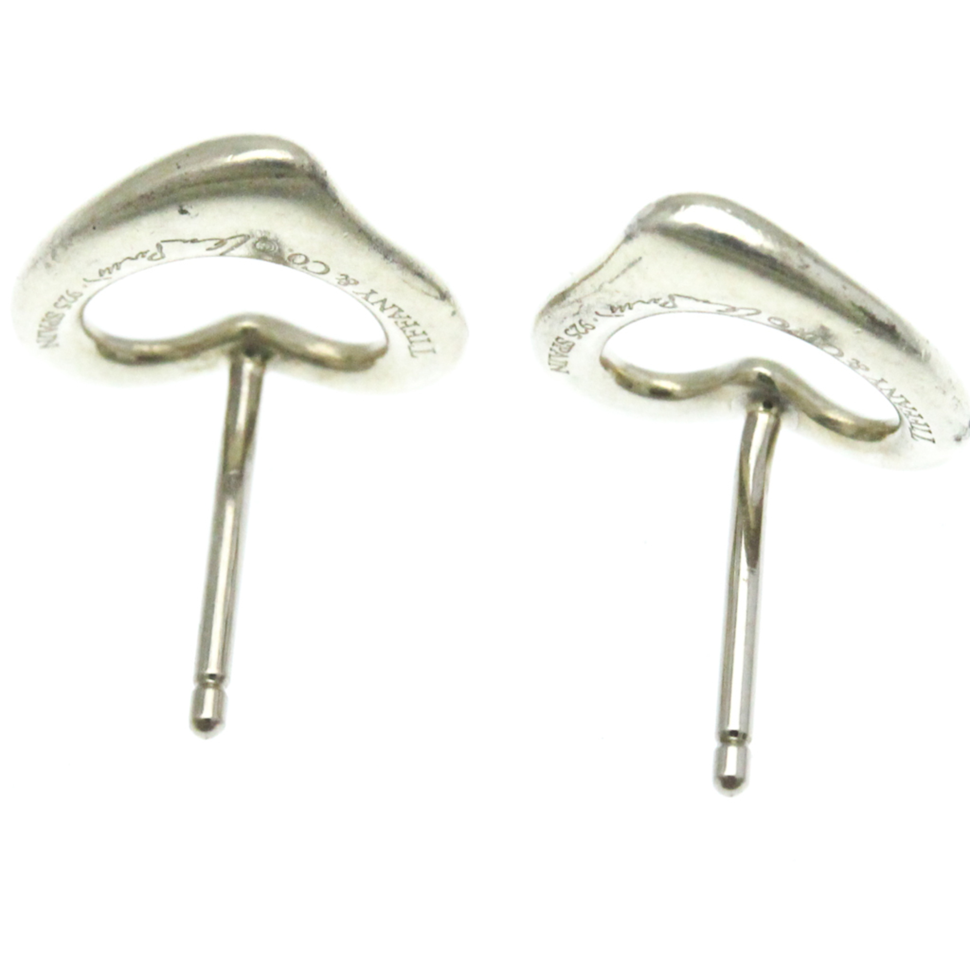 Tiffany Open Heart No Stone Silver 925 Stud Earrings Silver