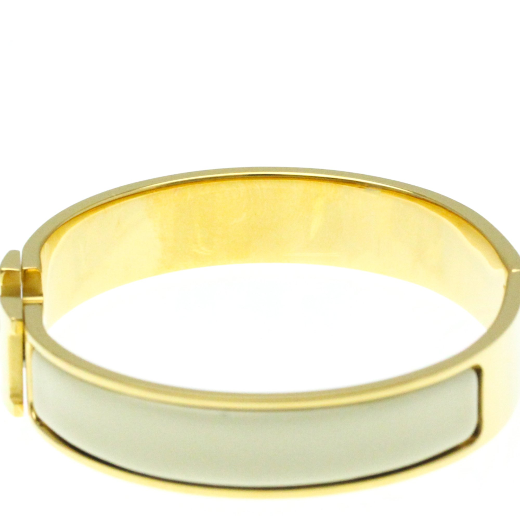 Hermes Click Clack H No Stone Bangle Beige,Gold Gold Plated