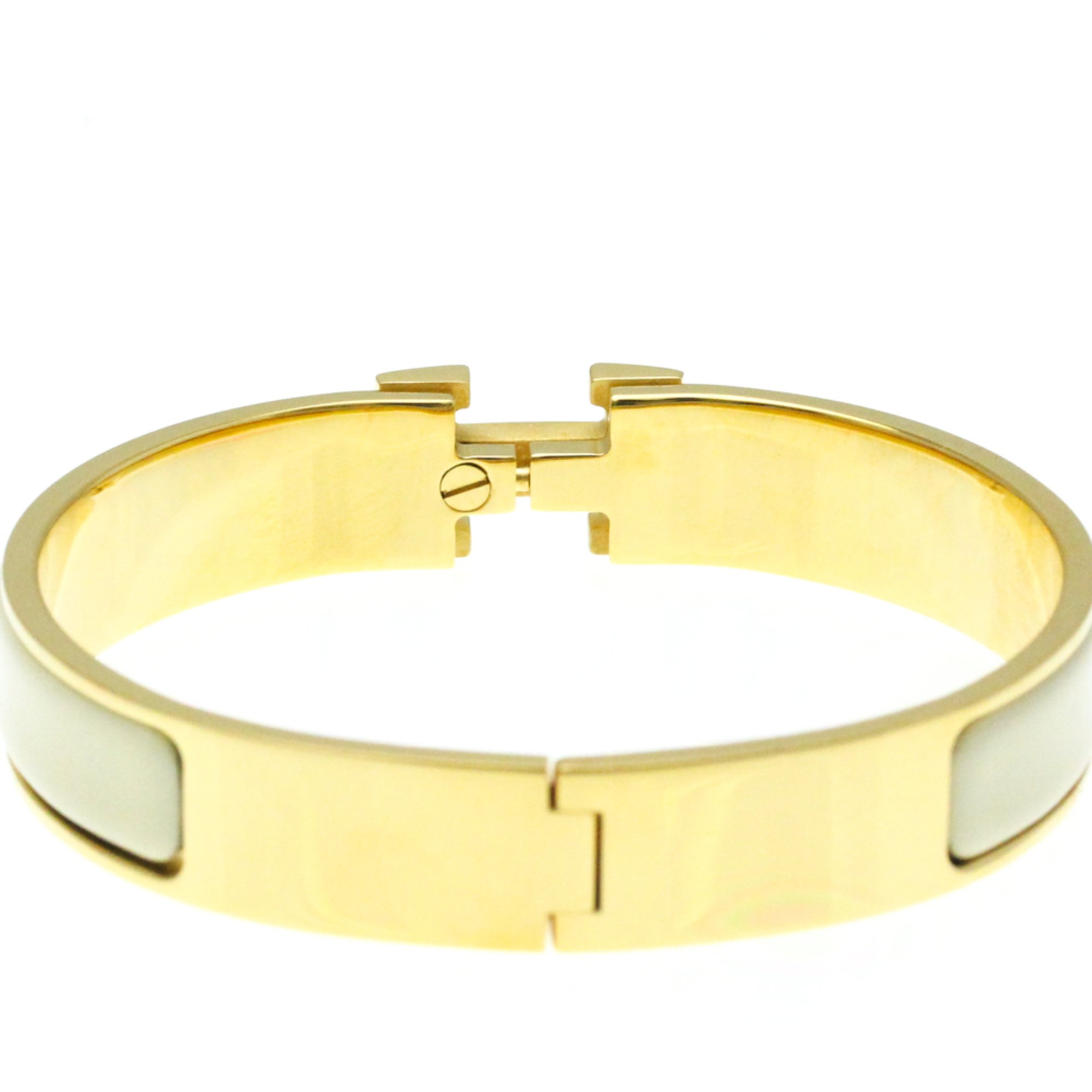 Hermes Click Clack H No Stone Bangle Beige,Gold Gold Plated