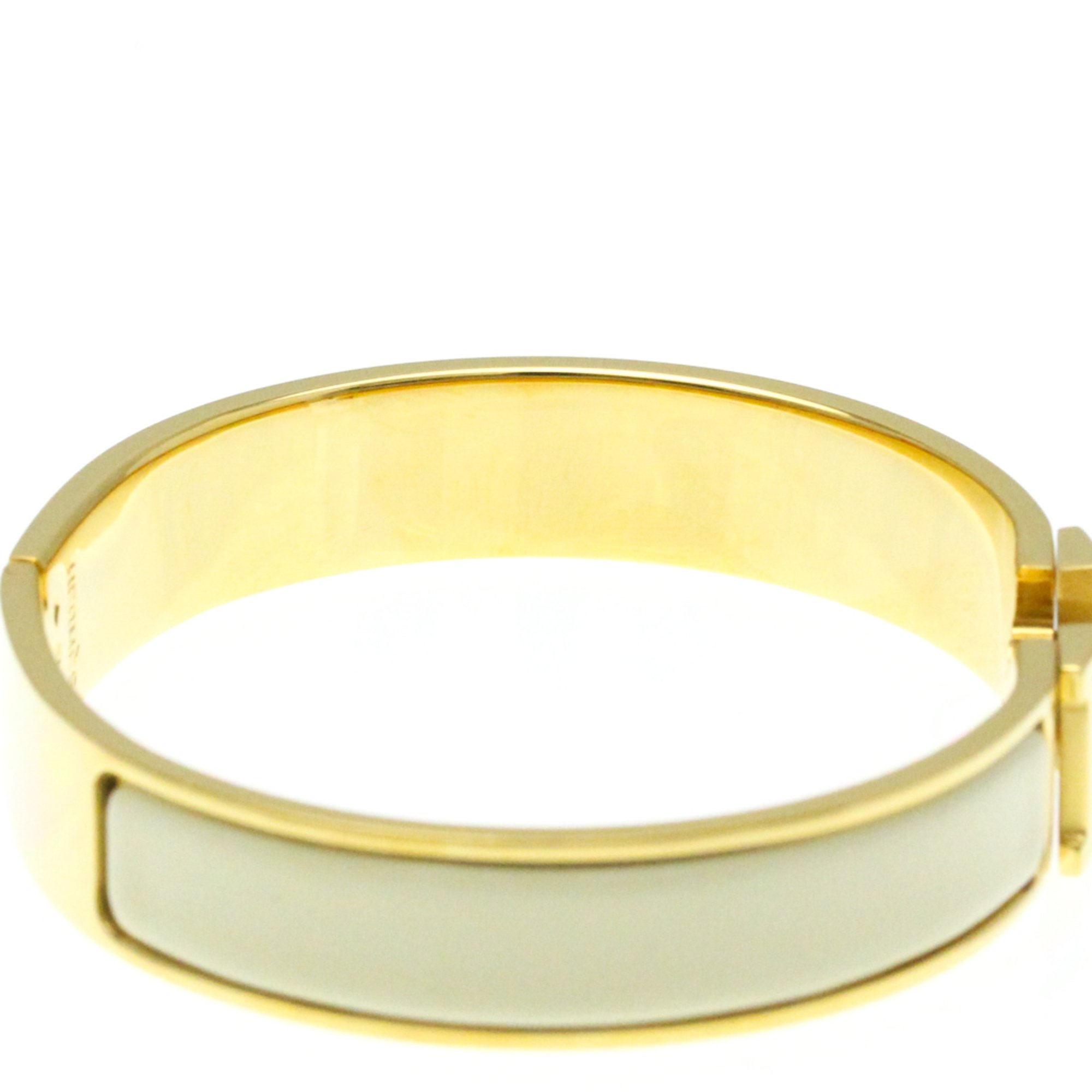 Hermes Click Clack H No Stone Bangle Beige,Gold Gold Plated