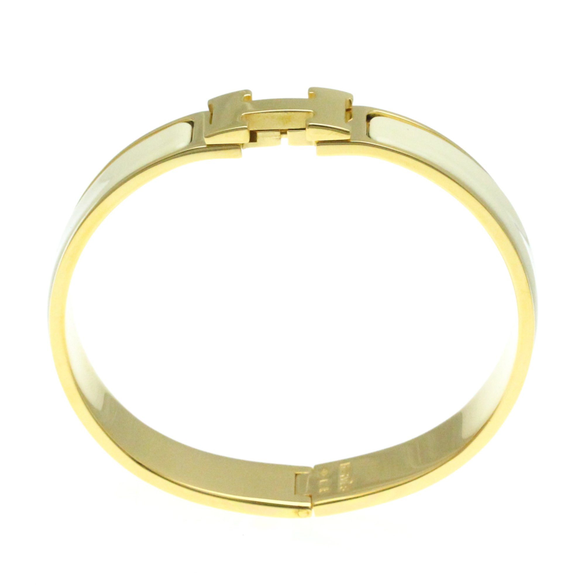 Hermes Click Clack H No Stone Bangle Beige,Gold Gold Plated